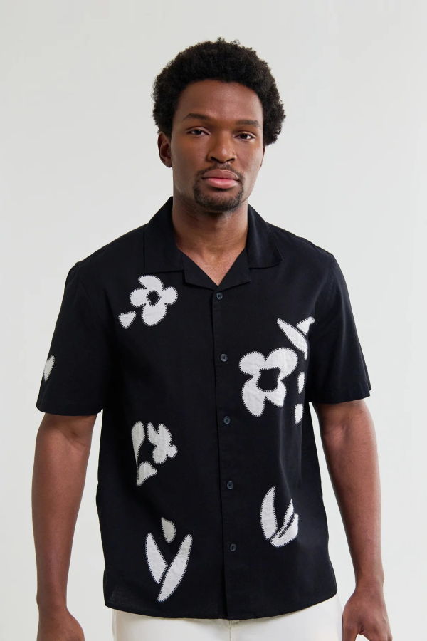 Wax London Didcot Abstract Appliqué Shirt