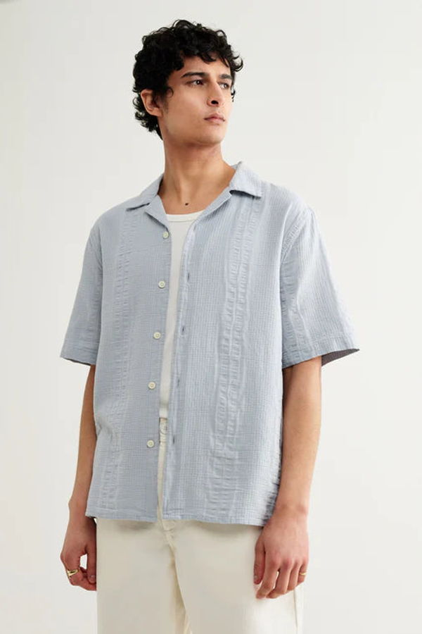 Wax London Didcot Double Weave Seersucker Shirt