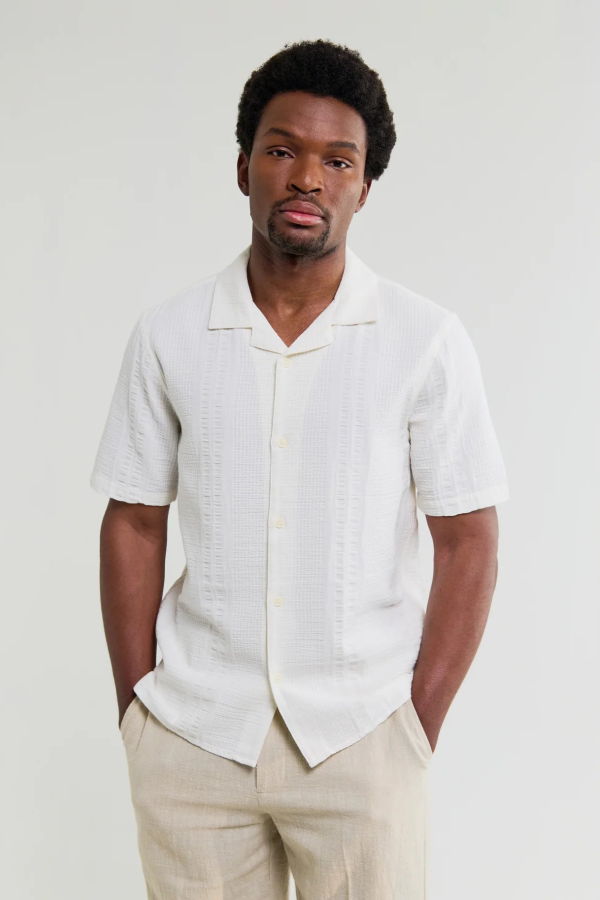 Wax London Didcot Double Weave Seersucker Shirt