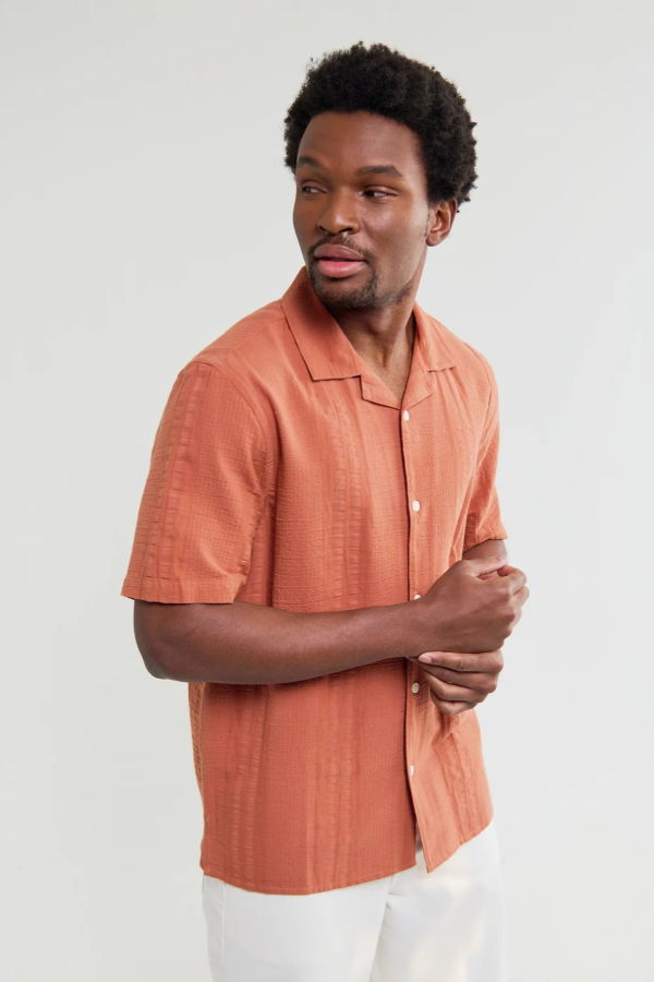 Wax London Didcot Double Weave Seersucker Shirt