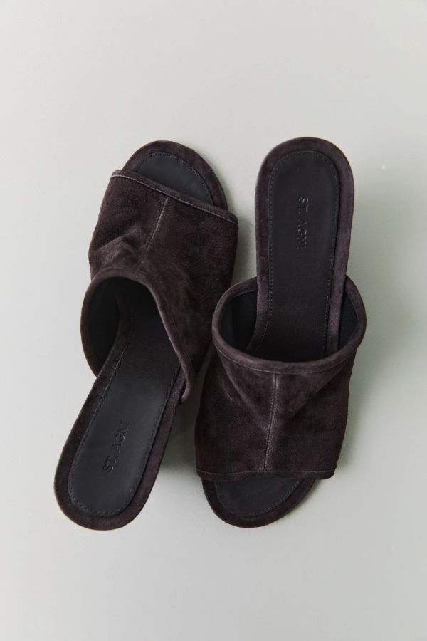 St. Agni Suede Bandeau Wedge Mules