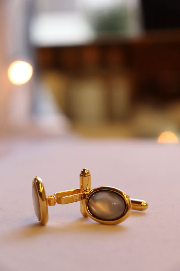 Vintage Christian Dior Goldtone White Mother Of Pearl Cuff Links