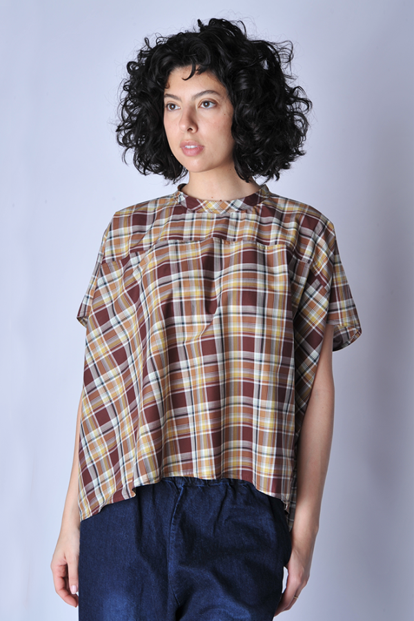 Sofie D'Hoore Toffee Check Basker Blouse - Brown