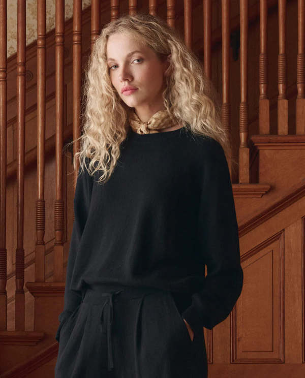 The Great. The Oversized Pullover Sweater - Black