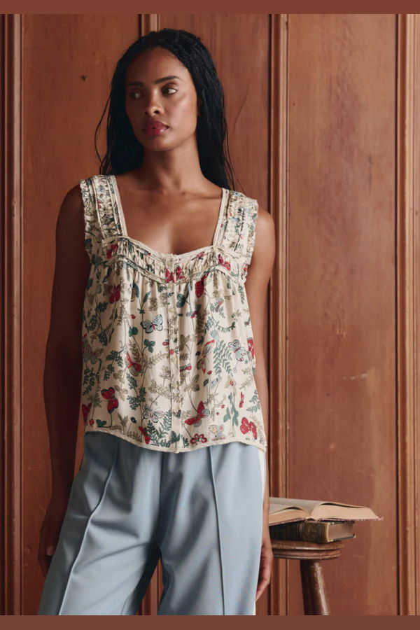 The Great. The Victorian Pleat Tank Floating Butterfly Top