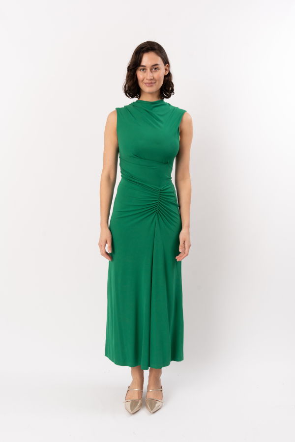Jonathan Simkhai Acacia Draped Jersey Midi Dress - Kelly Green