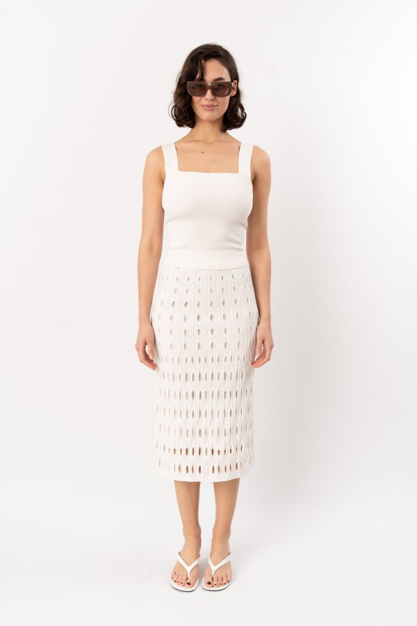 Jonathan Simkhai Billie Knit Midi Skirt - White