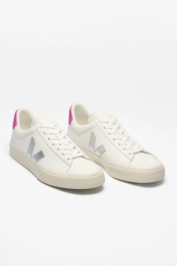 VEJA Campo Leather Sneakers - White / Silver / Ultraviolet