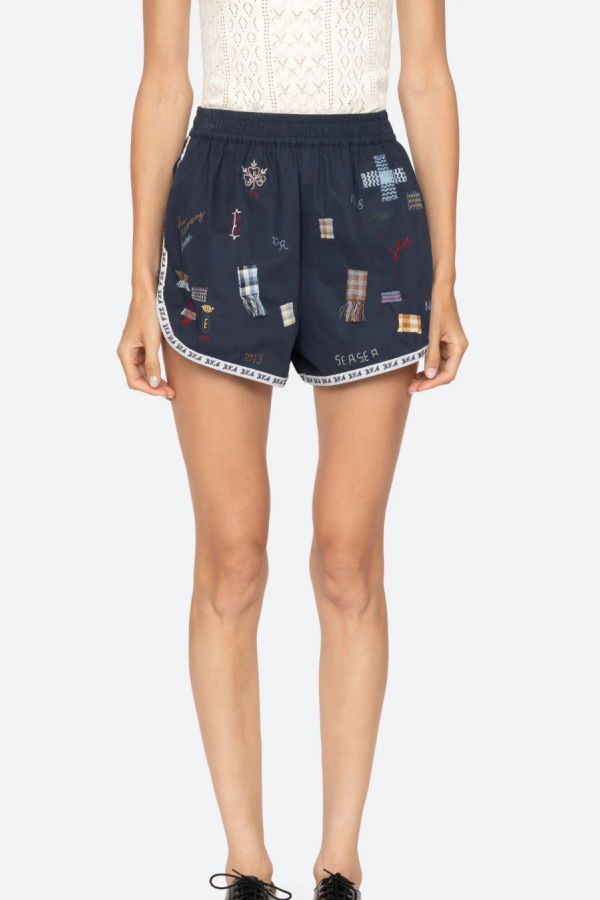 Sea NY Claira Embroidered Shorts - Navy