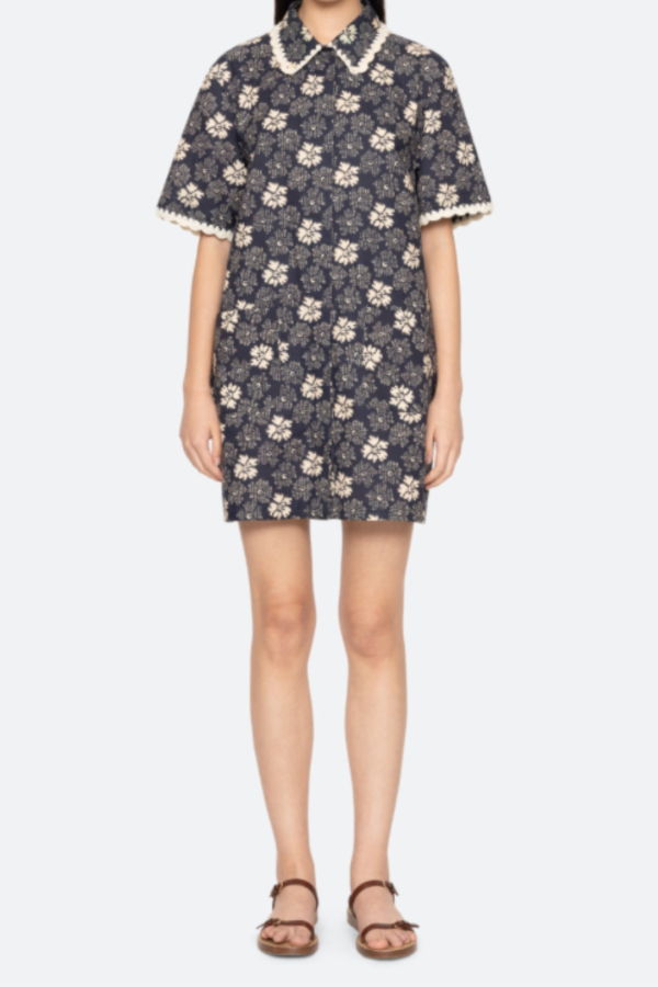 Sea NY Gloria Print Mini Dress Coverup - Navy