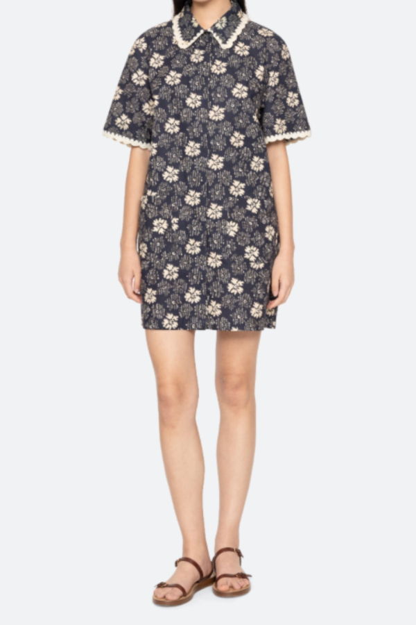 Sea NY Gloria Print Mini Dress Coverup - Navy