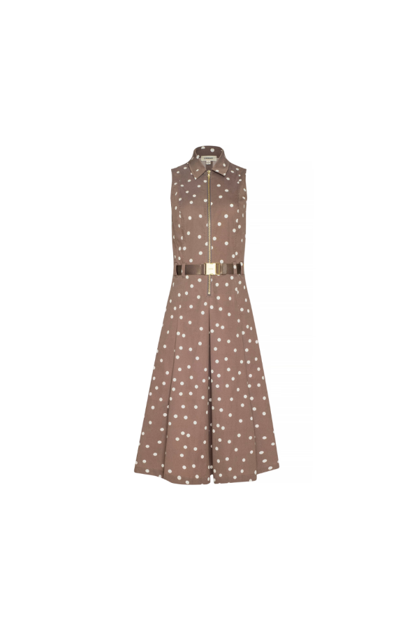 L'agence Kylo Belted Shirt Dress - Cardamom / Ecru Polka Dot