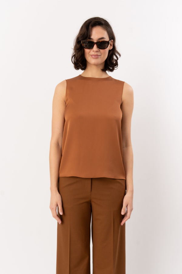 Theory Straight Shell Top - Bright Cognac
