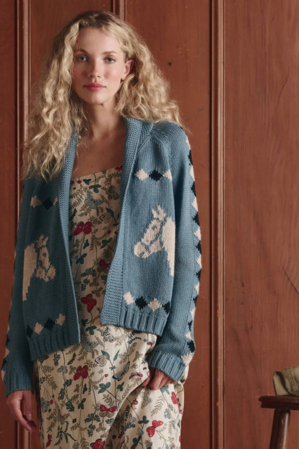 The Great. The Stable Lodge Cardigan - Bluebell