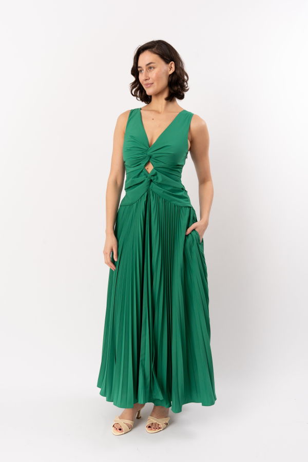 Jonathan Simkhai Vivianne Cotton Midi Dress - Kelly Green