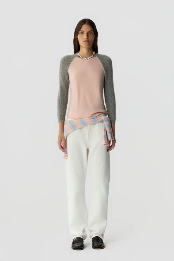 Guest in Residence Baseball Tee Sweater - Powder Pink