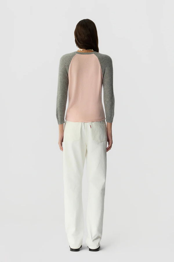 Guest in Residence Baseball Tee Sweater - Powder Pink