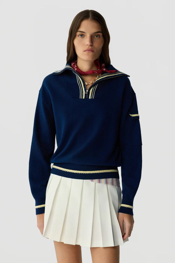 Guest in Residence Jib Polo Sweater - Navy