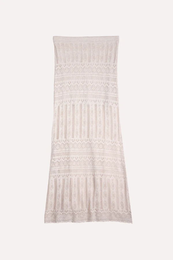 Minnie Rose Cotton Blend Maxi Lace Skirt - Brown Sugar