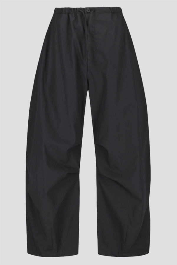 AMOMENTO Drawstring Wide Fatigue Pants - Charcoal