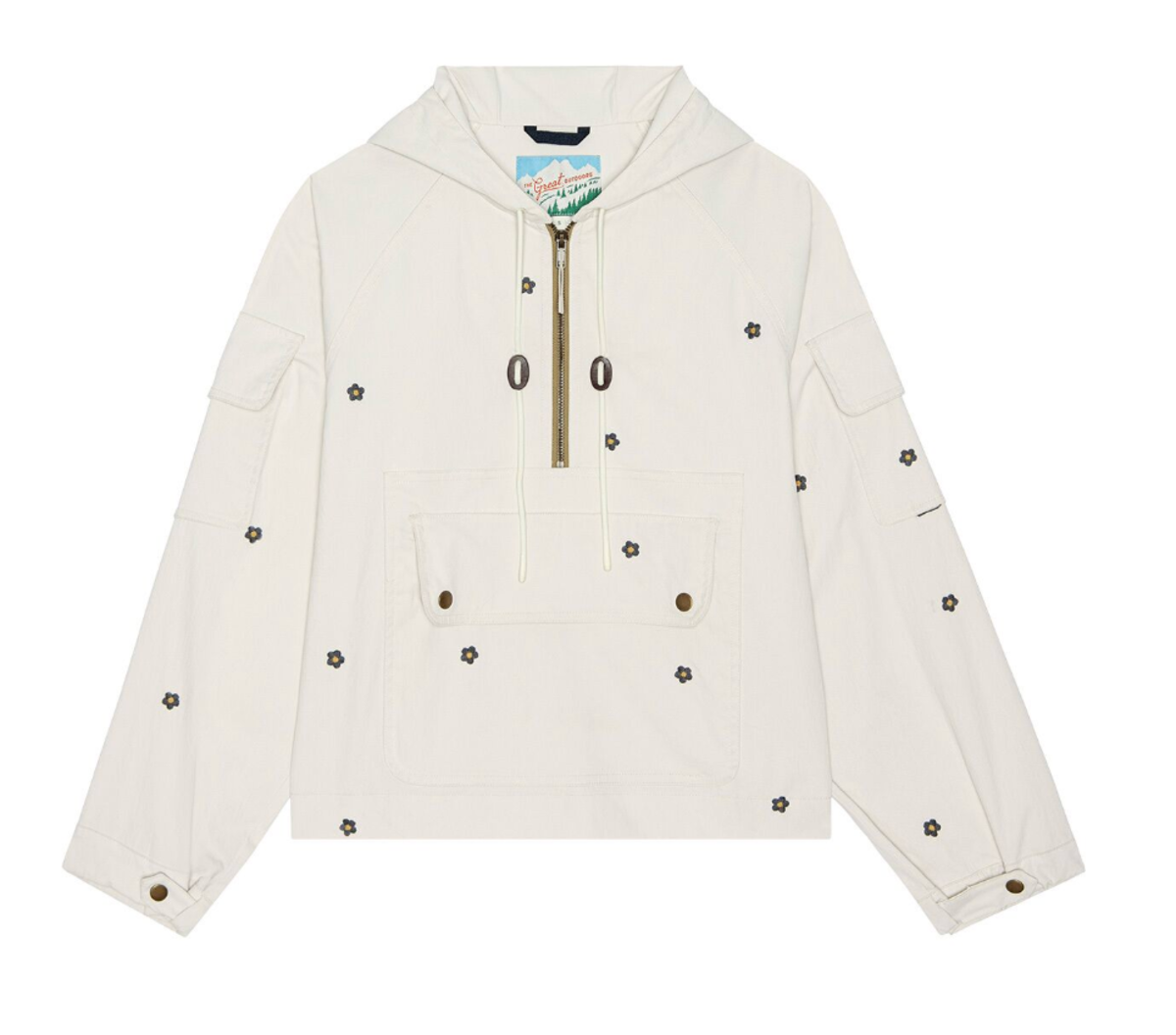 The Great. The Embroidered Trailhead Pullover Jacket - Cream/Black - Image 3 of 3