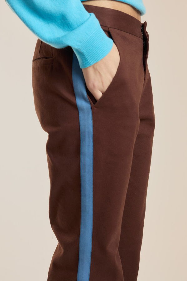 Cynthia Rowley Riley Side Stripe Cropped Flare Pants - Choco