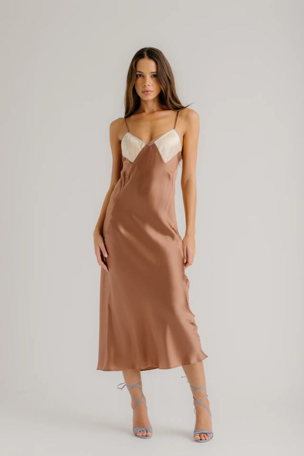 SABLYN Rory Colorblock V-Neck Bias Cut Dress