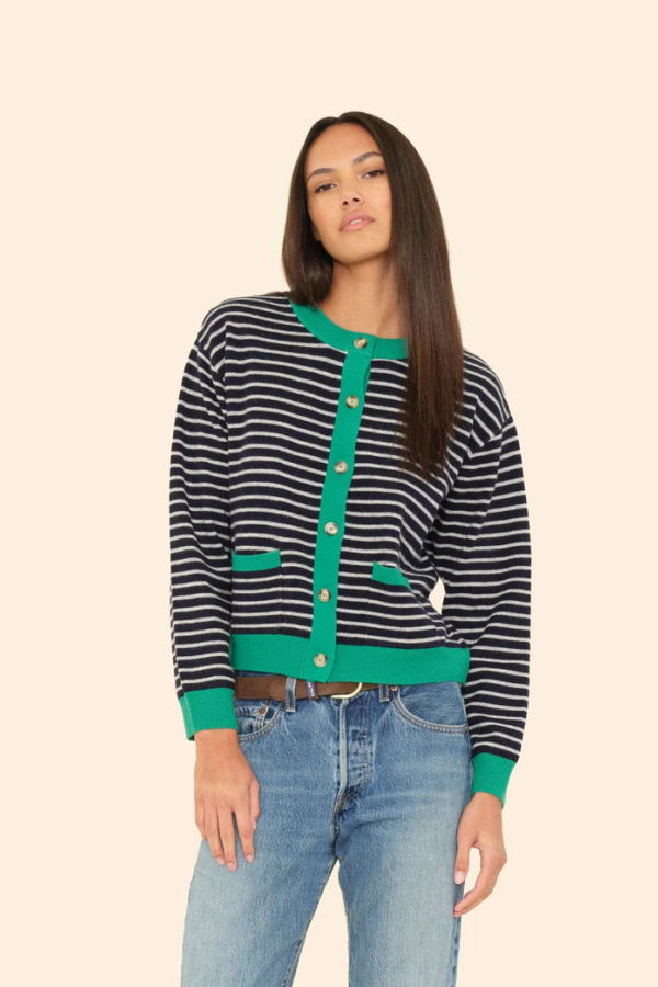 Xirena Lillian Cardigan Sweater - Navy Stripe