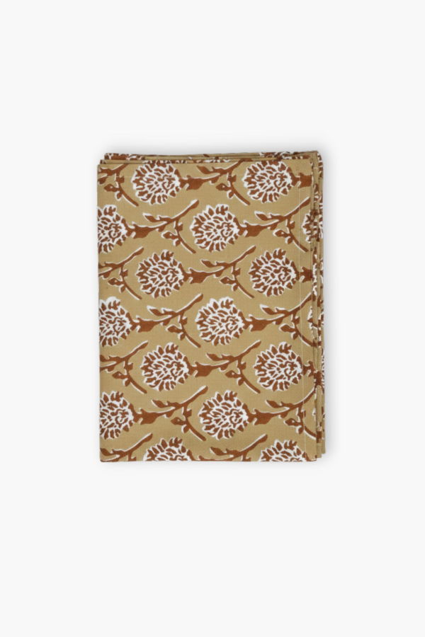 Banyan & Birch Nikhar Linen Hand-Printed Table Runner - Chai Brown