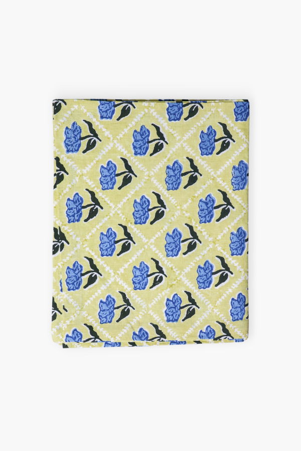 Banyan & Birch Noor Pure Linen Handprinted Table Runner - Butter Yellow