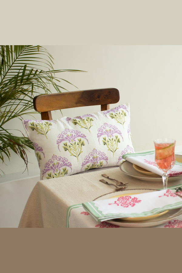 Banyan & Birch Soma Lumbar Linen Throw Pillow Cover - Lavender