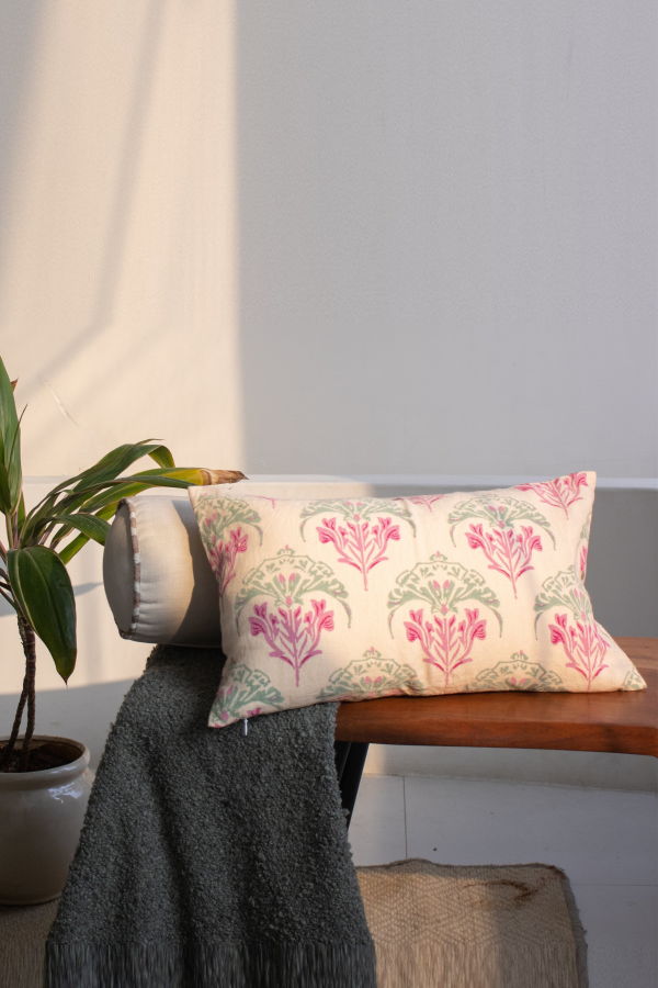 Banyan & Birch Soma Lumbar Pure Linen Pillow Cover - Peach