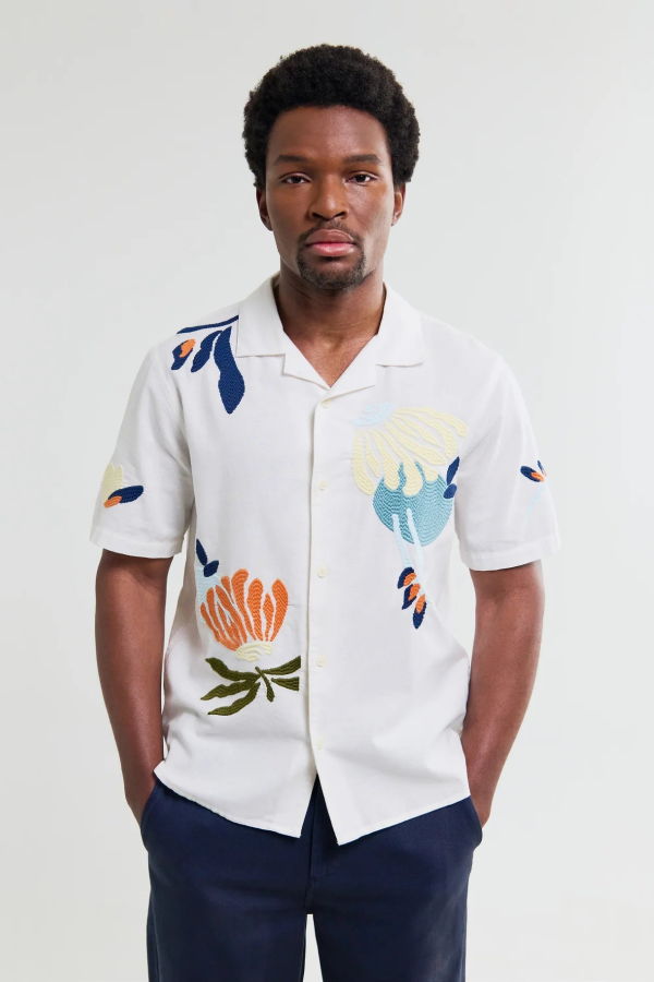 Wax London Didcot Chunky Stitch Flower Shirt