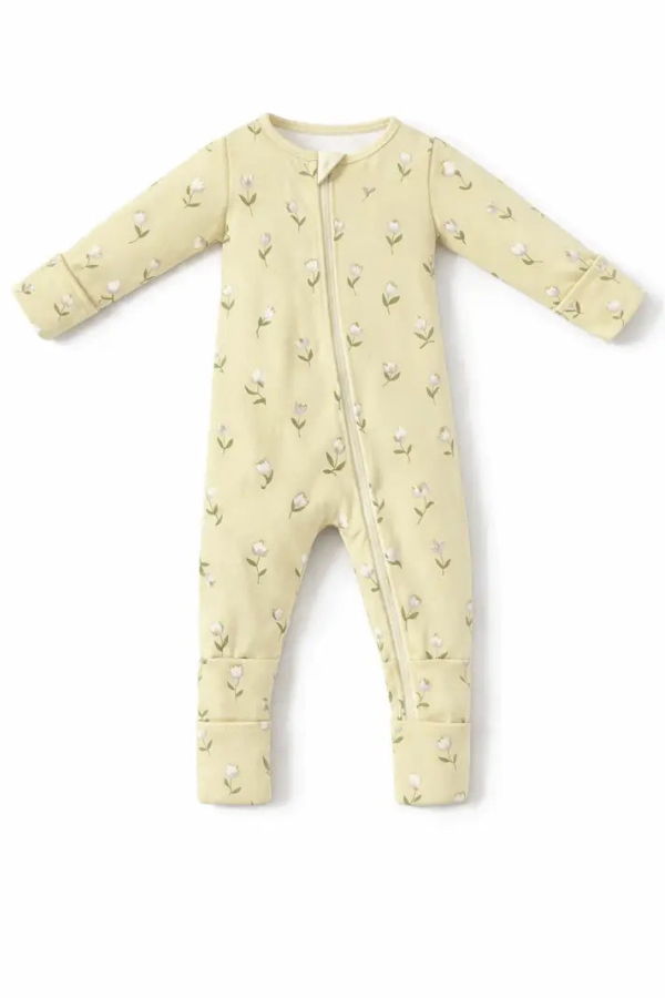 KIDS Honeycomb Goods Zip Bamboo Buttercup Tulips Pajamas