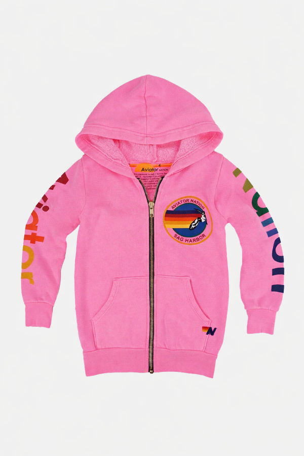 KIDS Blue&Cream Sag Harbor Signature Zip Hoodie