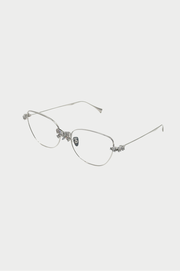 YVMIN Bowknot Decoration Large Frame Glasses - Silver
