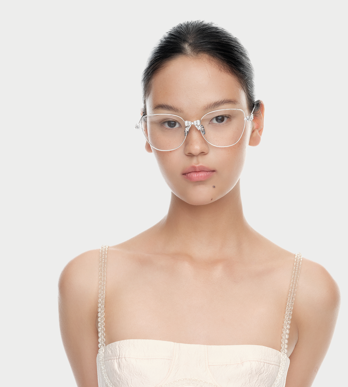 YVMIN Bowknot Decoration Large Frame Glasses - Silver - Image 2 of 4