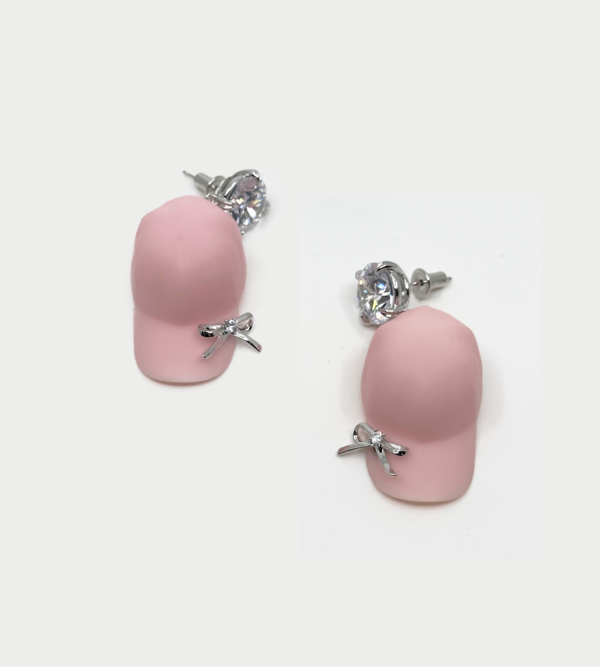 YVMIN Hat Pearl Earring Pink (Pair)