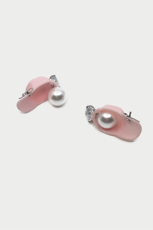 YVMIN Hat Pearl Earring Pink (Pair)
