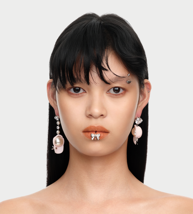 YVMIN Hat Pearl Earring Pink (Pair)