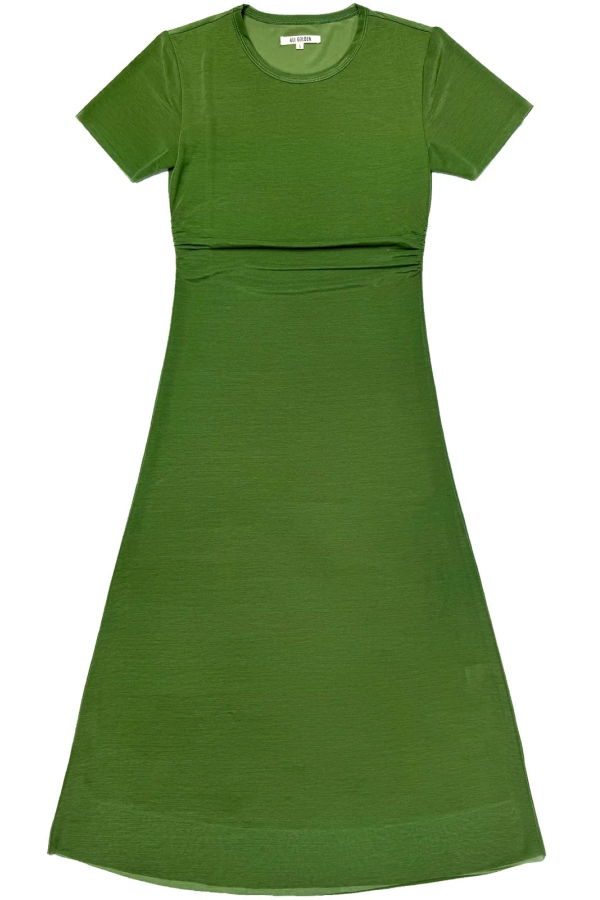 Ali Golden Grass Green Fitted Mesh T-Shirt Dress