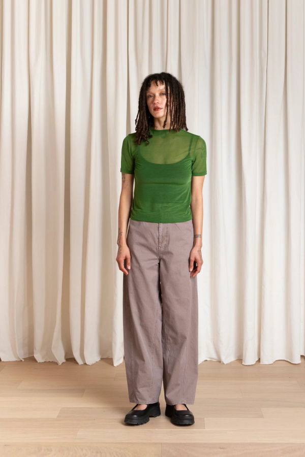 Ali Golden Grass Green New Mesh T-Shirt Top