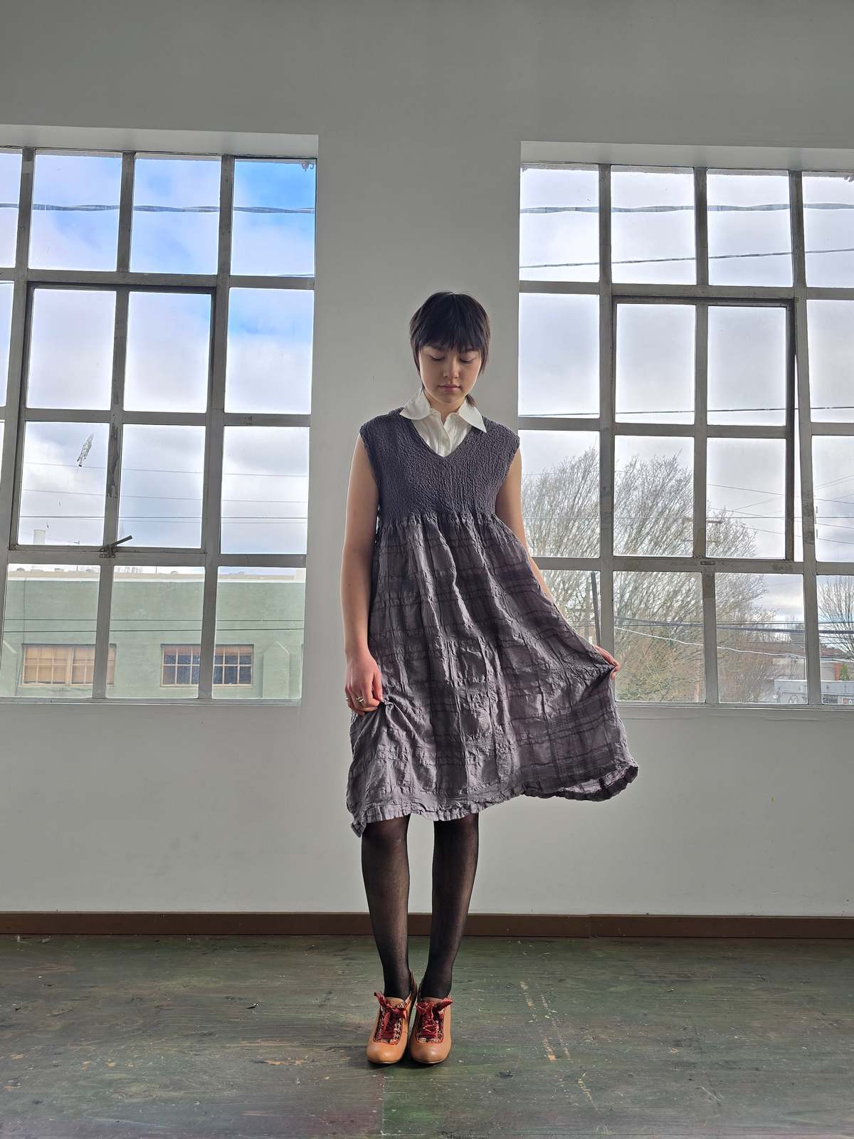 Vintage Issey Miyake Cauliflower Stone Scrunched Dress - Image 1 of 6