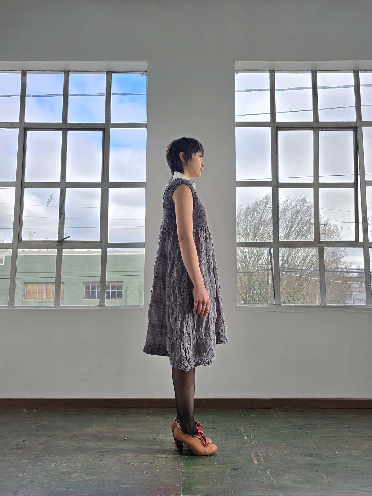 Vintage Issey Miyake Cauliflower Stone Scrunched Dress - Image 3 of 6