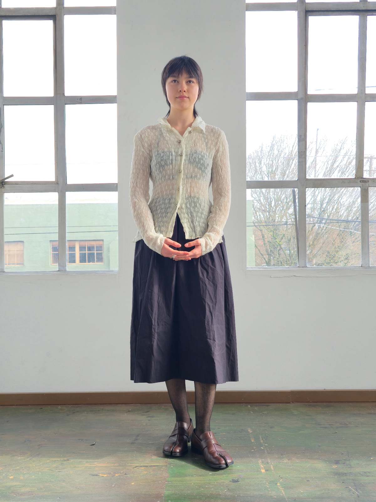 Vintage Issey Miyake Fete White Pleated Blouse Top - Image 5 of 5