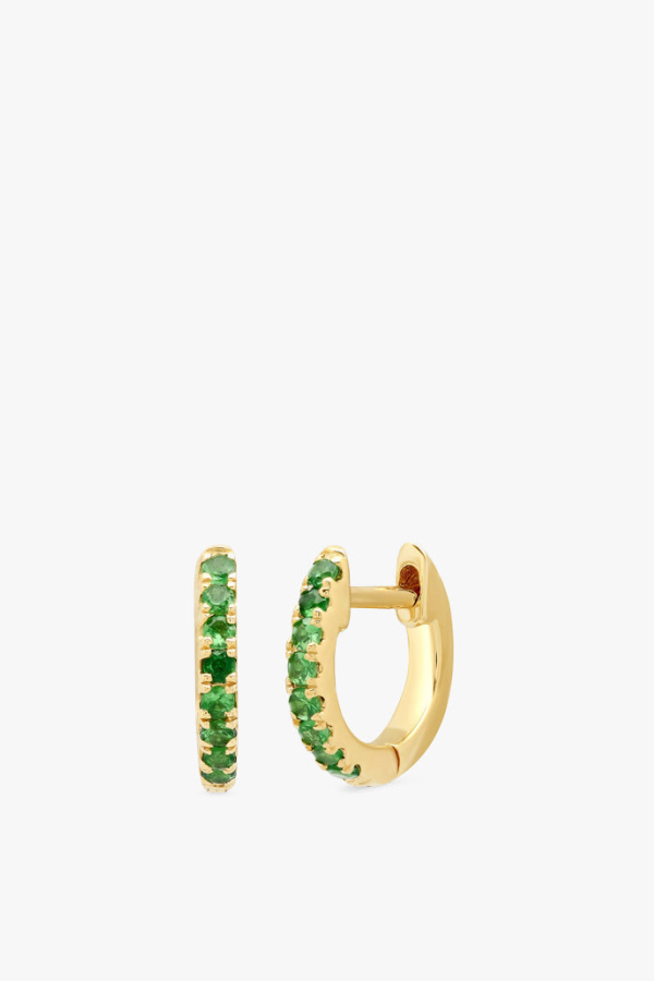 Eriness Mini Tsavorite Huggies EARRINGS - 14KYG