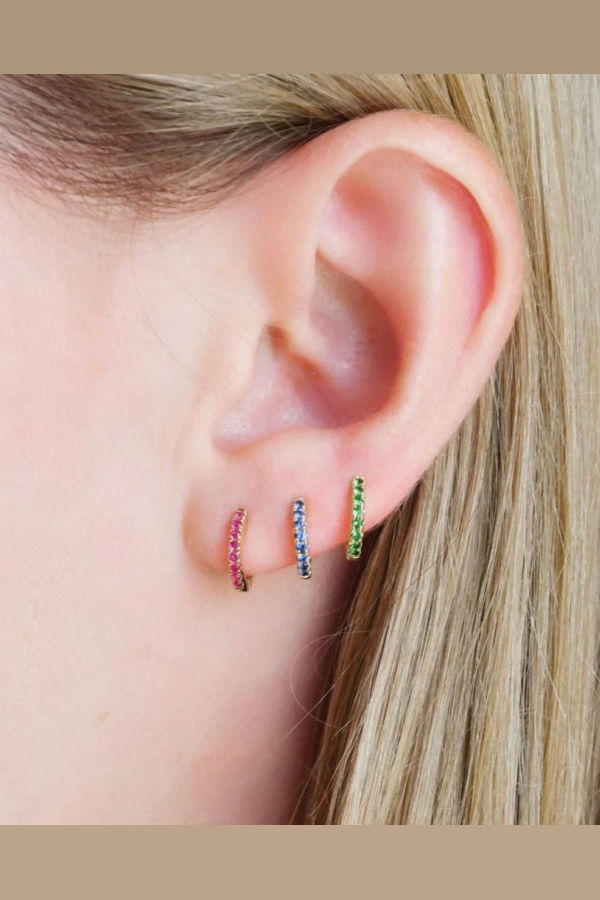 Eriness Mini Tsavorite Huggies EARRINGS - 14KYG