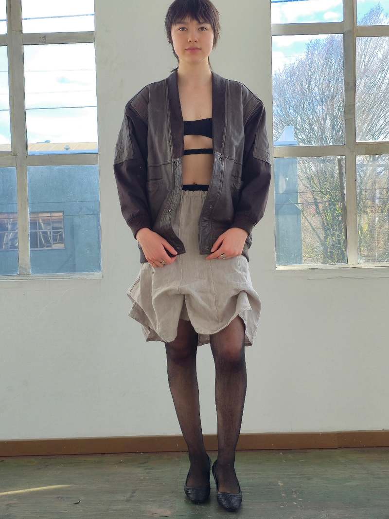 Vintage Retro Leather Snap Button Bomber Jacket - Brown