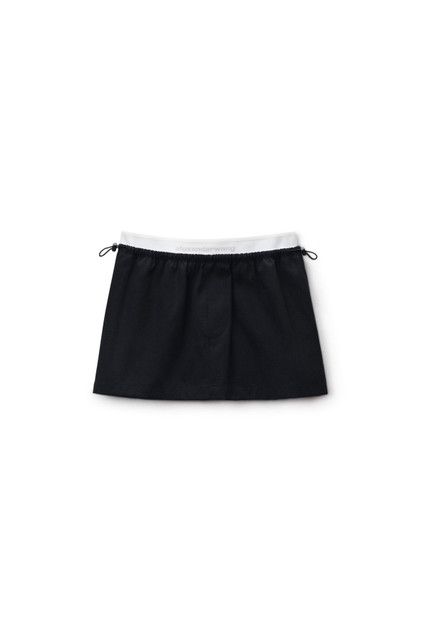 ALEXANDER WANG Mid-Rise Mini Logo Elastic Skirt - Black