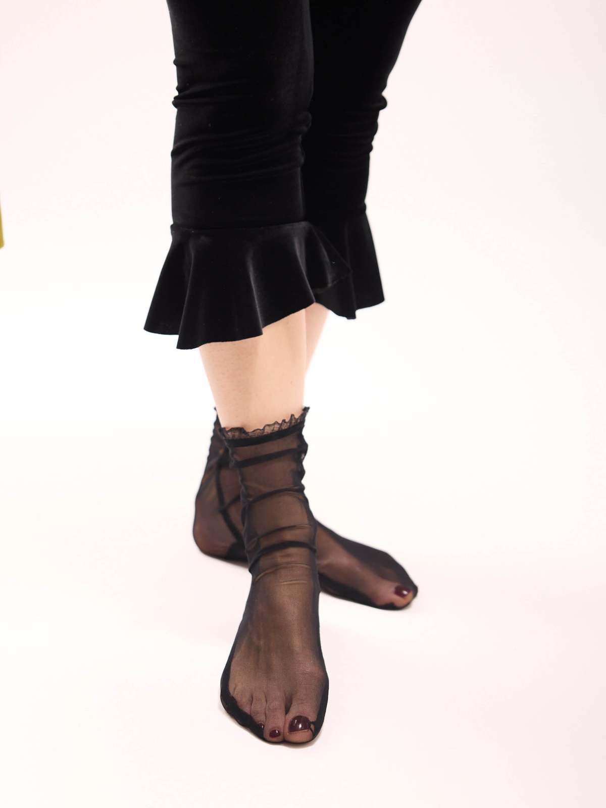 Simone Wild Mesh Frill Socks - Black - Image 2 of 2